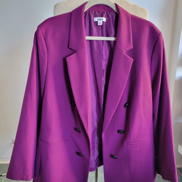 Bar III Women's Plum Compression Faux Double-Breasted Blazer (Size: 2X) - Picture 4 of 16
